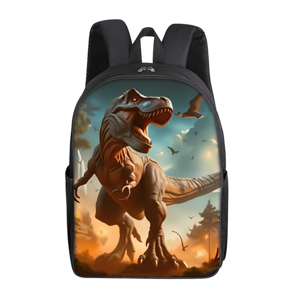 Simple Style Dinosaur Print Single Layer Backpack for Boys/Girls Children Best Gifts 2D Flat Cartoon School Bags