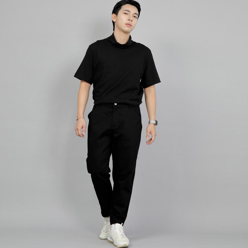 Seinteukeulu Tapered Cut Crop Half-Band Pants Tch-326 Black