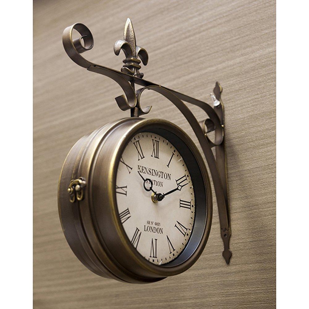 Akizuki Boeki Wall Hanging Double Sided Clock Station Clock Wall Store Wall Clock Station Antique European Retro Style Imported W32 X D10 X H36cm X