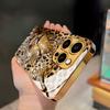 Luxury Electroplated Glass Phone Case with Tiger Head Design Suitable for iPhone 17 16 15 14 13 12 11 Pro Max Plus