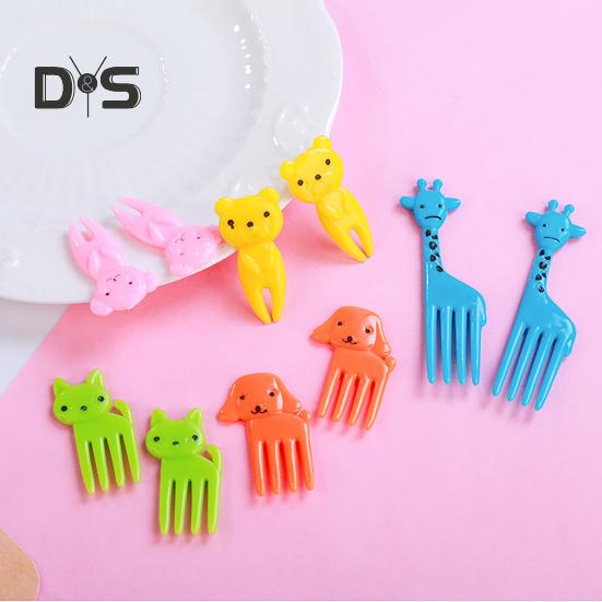 10 Stück zufällige Farbe, wiederverwendbar, langlebig, niedliches Tier-Fruchtstäbchen