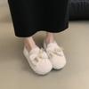 One-pedal Beanie Shoes Women's Winter Velvet Cotton Shoes 2025 New Bow Imitation Mink Hair Shoes Women's Outer Wear