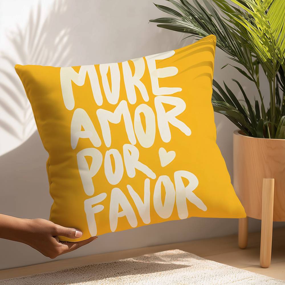 Maximalist More Amor Por Favor Quotes Pillow Case Sofa Decorative Home Double-sided Printing Short Plush Cushion Pillow Cover