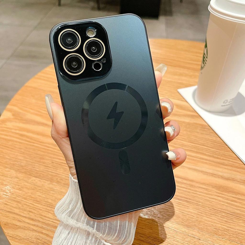 Luxusní jednobarevné matné magnetické zadní kryty pro iPhone 14 13 12 11 Pro Max Plus s ochrannou fólií na objektiv Magsafe pouzdro na telefon