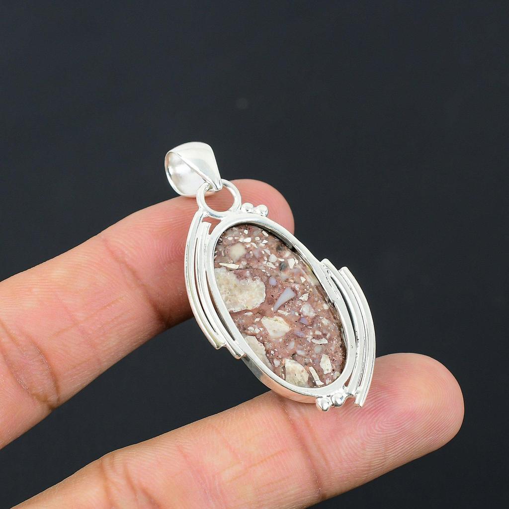 Mothers Day Sale Red Brecciated Mookaite Stone 925 Silver Wife Pendant Jewelry