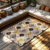 Yellow Gray Geometric Bohemian Rug, Modern Pattern Non-Slip Carpet, Cozy Living Room Mat for Scandinavian Decor
