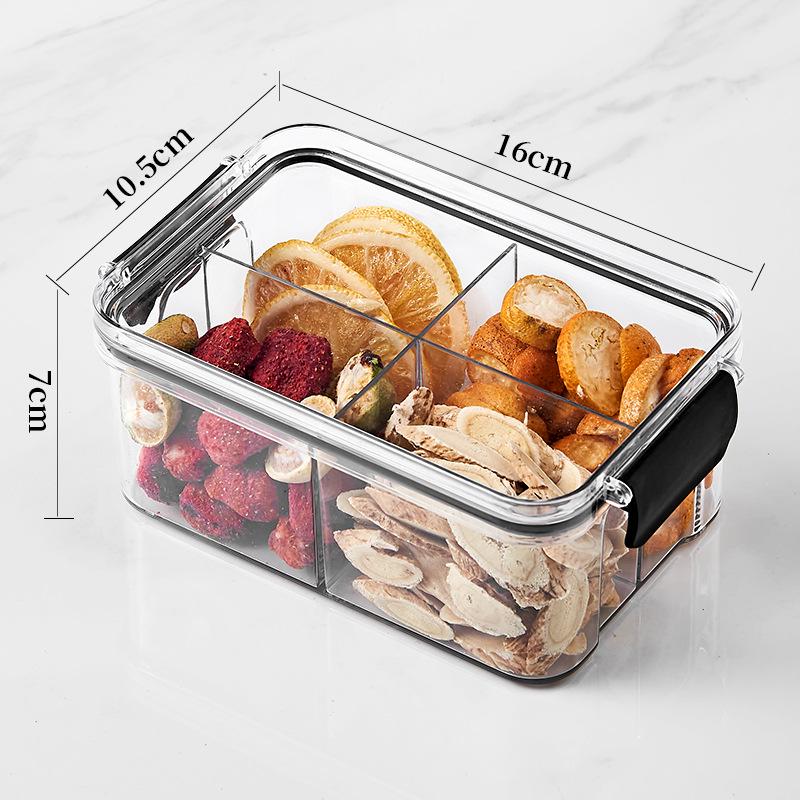 Floral Tea Box: Airtight 460ml Plastic Container with Four Compartments for Fresh, Food-Grade Storage.