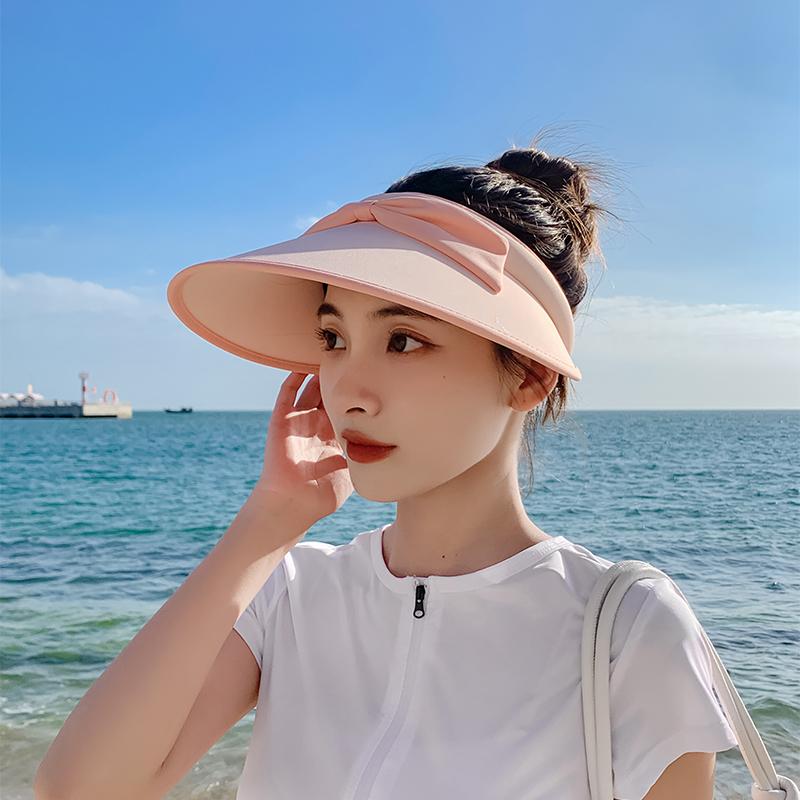 Bow large brim empty top hat sunshade sunshade sun hat UV protection sun hat women's fashion vacation hat