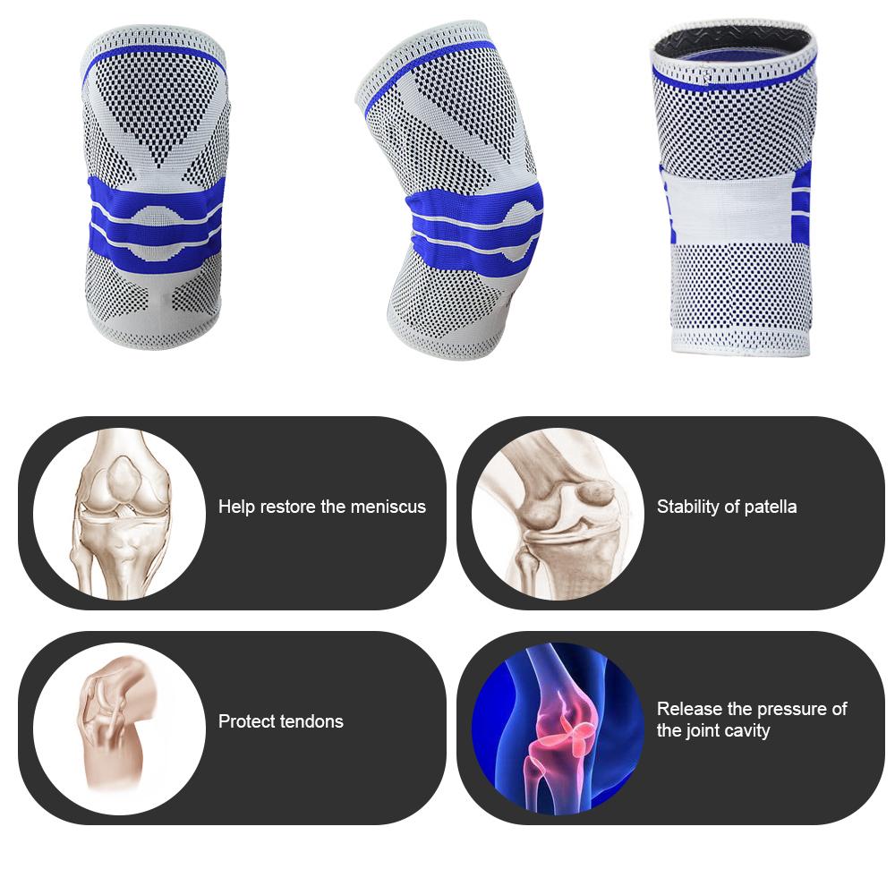 Knee Brace Knee Support Compression Sleeve with Side Stabilizers  Silicone Patella Gel Pad for Meniscus Tear Arthritis Jogging