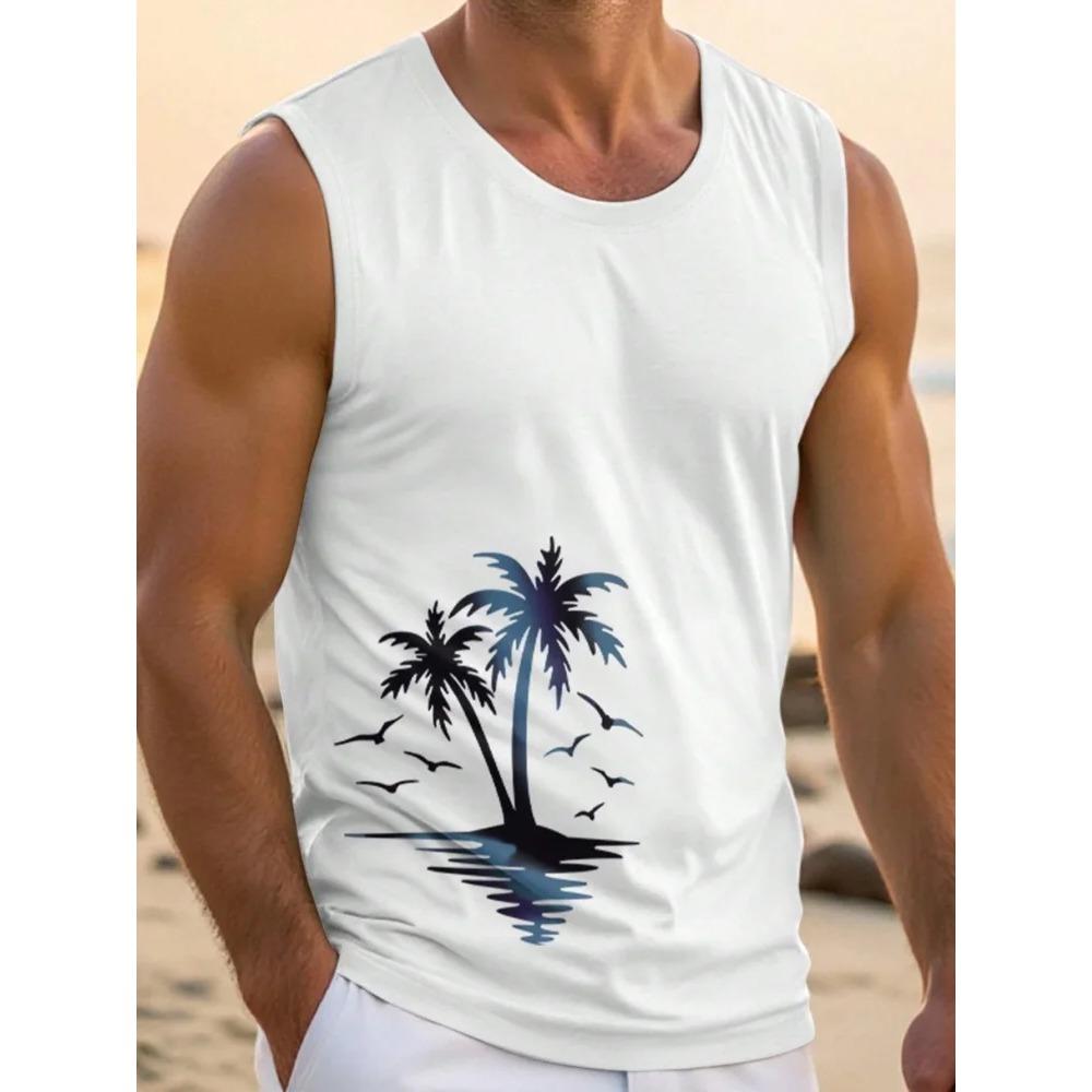 Summer Casual Men's Outdoor Beach Vest Fashionable Sleeveless Street Sport Style Men's Oversized Loose Comfortable Breathable Vest