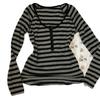 Autumn/Winter 2025 Striped V-Neck Slimming Bodycon Long-Sleeve Women's T-Shirt