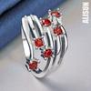 925 Sterling Silver Red AAA Zirkonový prsten Dárek Módní svatební šperky