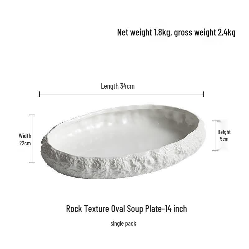 Zhishi Handmade Ceramic Oval Deep Serving Plate