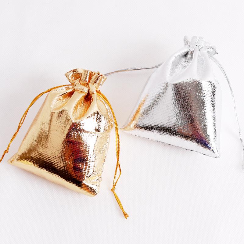 Gold & Silver Satin Jewelry Pouches - Dustproof Drawstring Gift Bags
