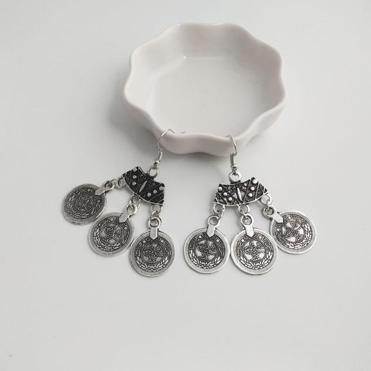 Lanzhihai Retro Punk Coin Earrings - European/American Women’s Fashion Accessories