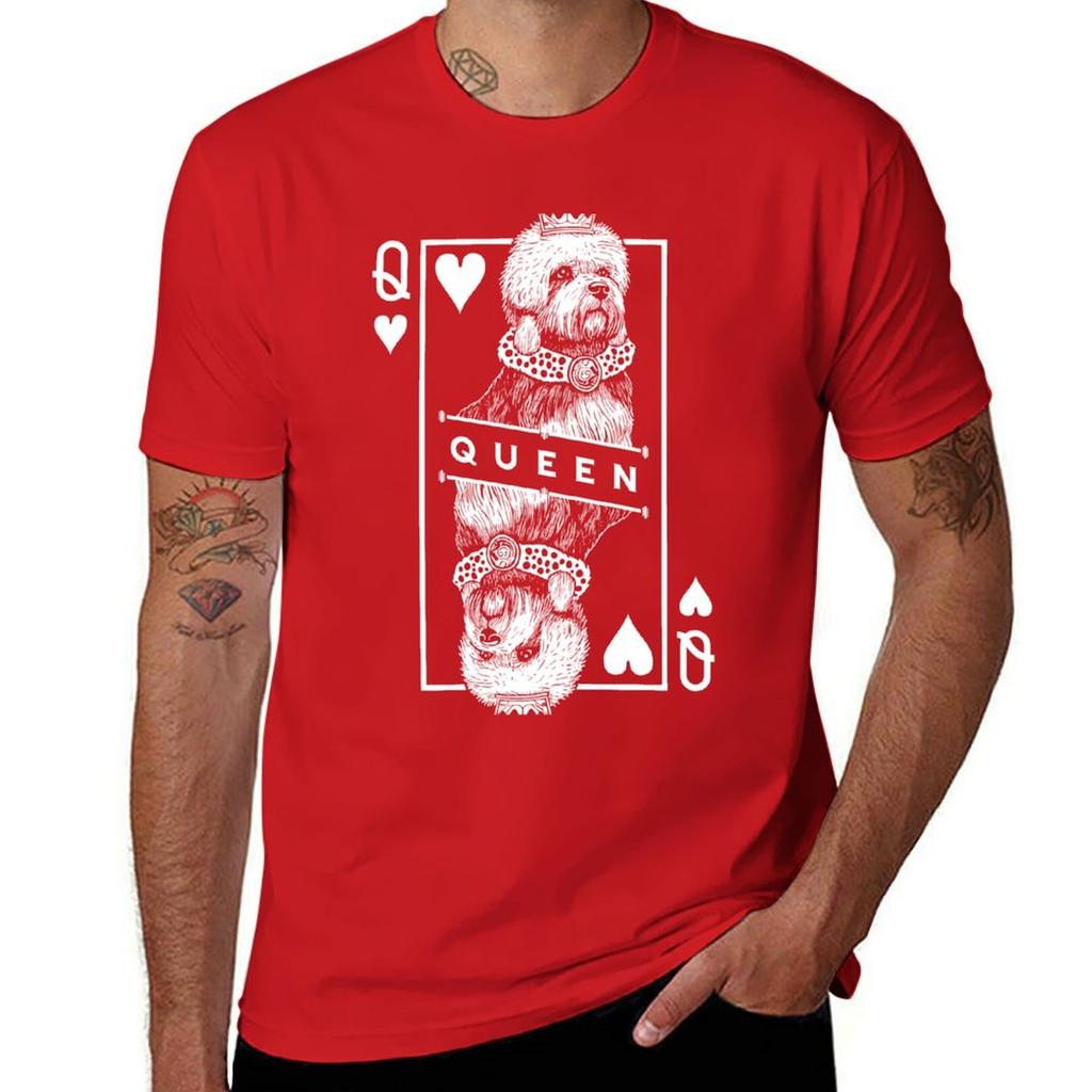 Dandie Dinmont Terrier Queen Of Hearts Funny Dog Lover T-Shirt Summer Top Kawaii Clothes Mens Cotton T Shirts