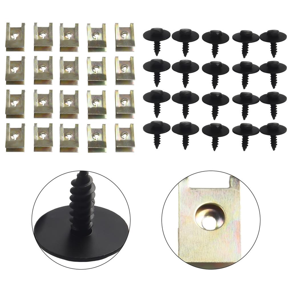 Set of 40 Hex Head Tapping Socket Bolt Screw Clips for Undertray Fastening