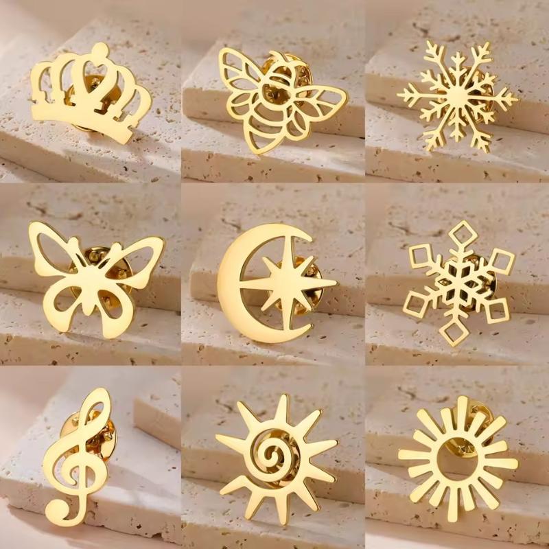 Crown Bee Butterfly Snowflake Lapel Pins Women'S Brooch Gold Color Suit Collar Badges On Backpack Stainless Steel Jewelry