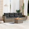 Vidaxl 5-Cz. Garden Lounge Set, Cushions, Grey PE Rattan