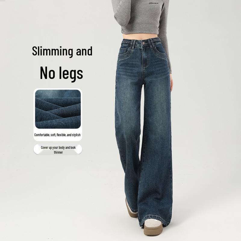 

Women s Plus Velvet High Waist Flare Jeans - Autumn/Winter 2026, Thickened, Slightly Flared, Straight Leg Pants. XL (126-135 lbs)