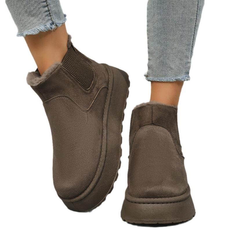 Autumn and winter new women's thick-soled snow boots cotton shoes warm and velvet elastic foot boots 44