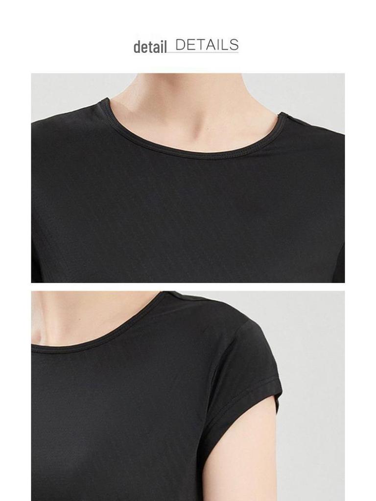 Women's Breathable Summer Sports T-Shirt - Moisture-Wicking, Round Neck, Short Sleeve, Dance & Fitness Style
