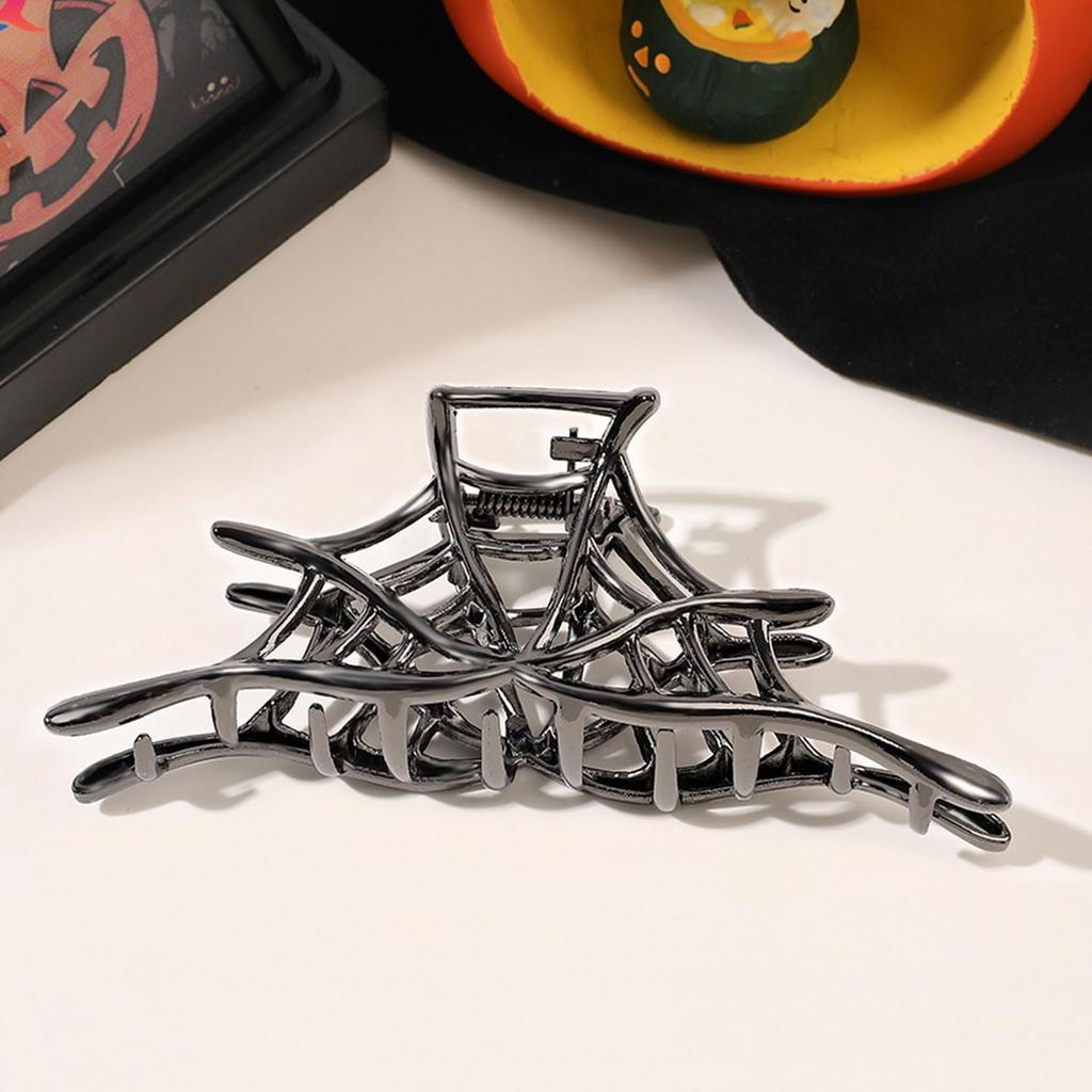 3PCS Black Spider Web Skeleton Hand Skull Hair Claw Clips for Women And Girls, Hiphop Metal Large Medium Size for Thick Thin Hair