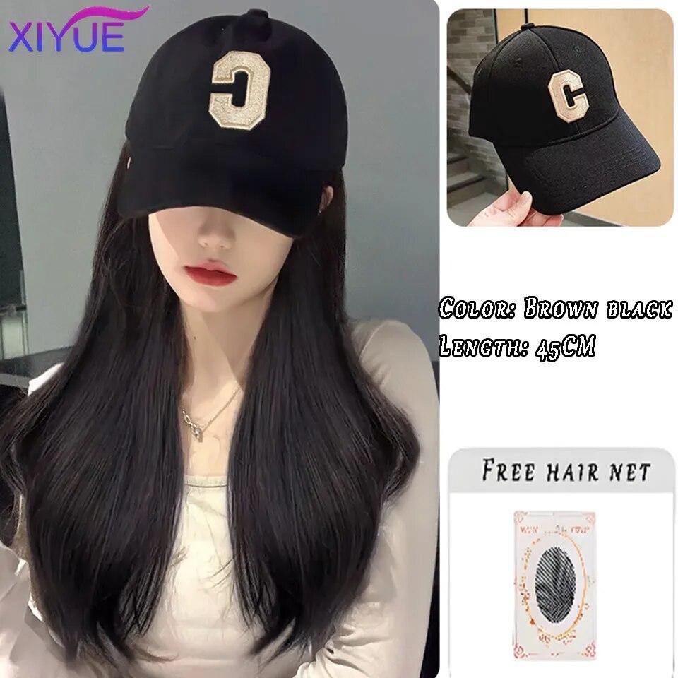 Kapelusz peruka kobiece długie włosy jednoczęściowy kobiecy fason leniwe lekko kręcone włosy czapka z daszkiem peruka pełne nakrycie głowy