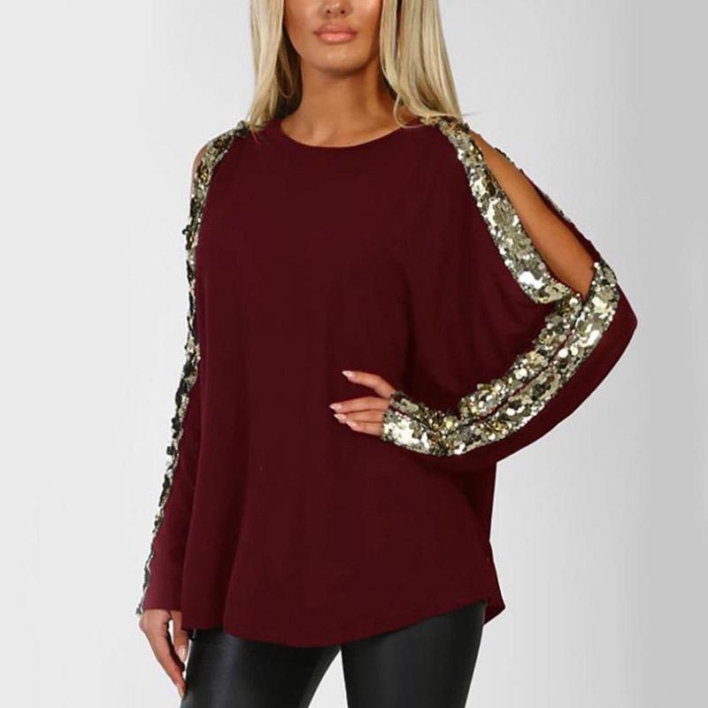 Women Ladies Sweatshirts Loose Blouse Long Sleeve Sequined Casual T-shirts Tops With Premium Quality Comfort And Stylish Versatility