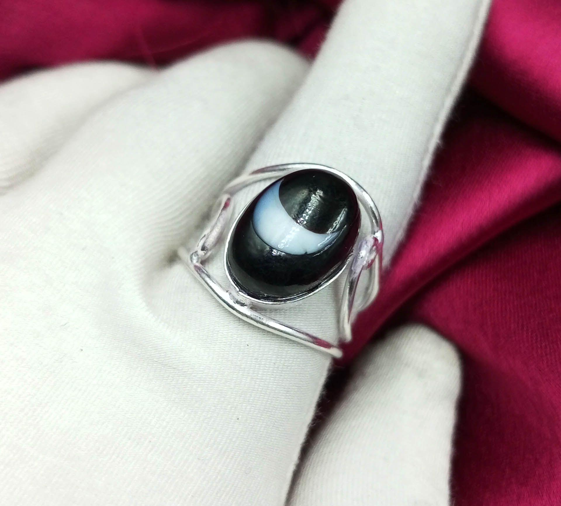 

Evil Eye Gemstone 925 Sterling Silver Plated Oval Shape Adjustable Ring Jewelry ADR-R296