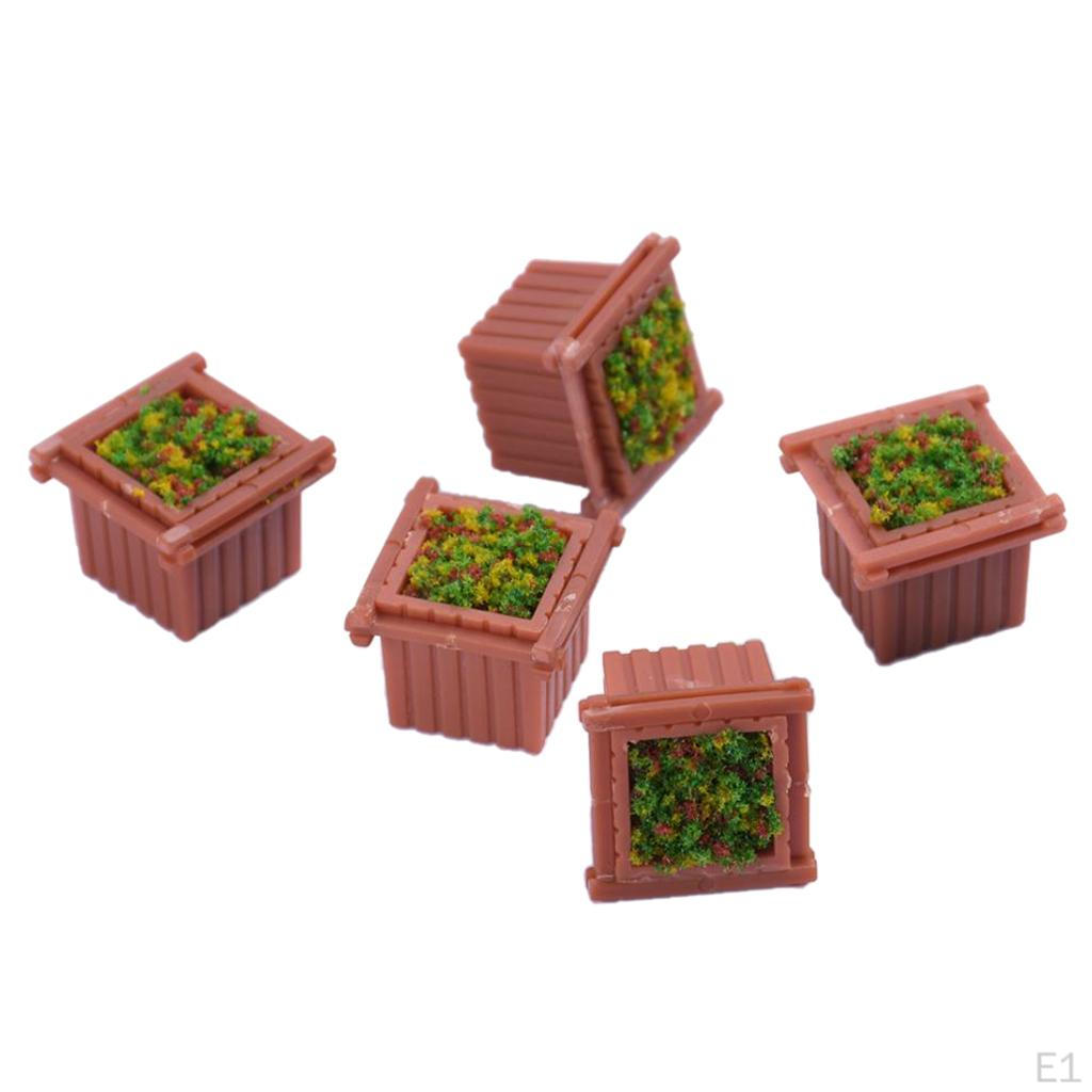 5pcs 1:100 Square Flower Bed Miniature Landscape for Table