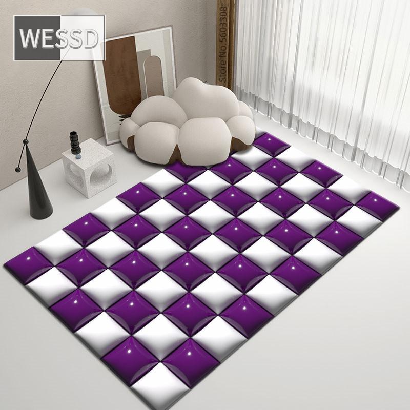 3D Carpet Geometric Plaid Large Size Room Rugs Gaming Room Mat Decoration Bedroom Checkerboard Carpet For Bathroom Mat