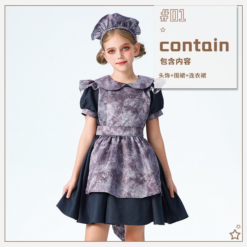 Halloween costume pumpkin witch costume horror doll maid costume dark goth vampire dress girl