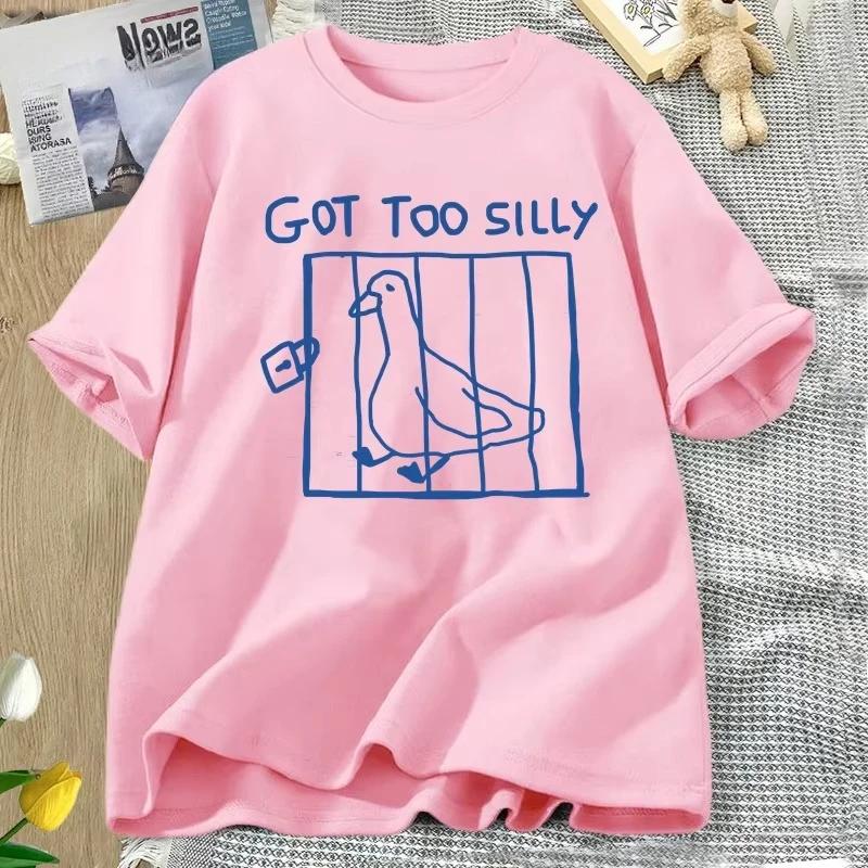 Harajuku funny silly goose printed Tshirt casual Womens Tshirt streetwear short sleeved Womens Tshirt