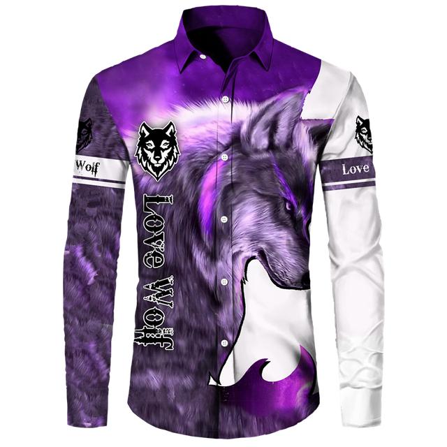 Мужские рубашки с 3D принтом Cool Wolf — фото 22