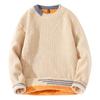 Men's Plush Knit Two-Piece Round Neck Pullover Sweater, Autumn/Winter Trend