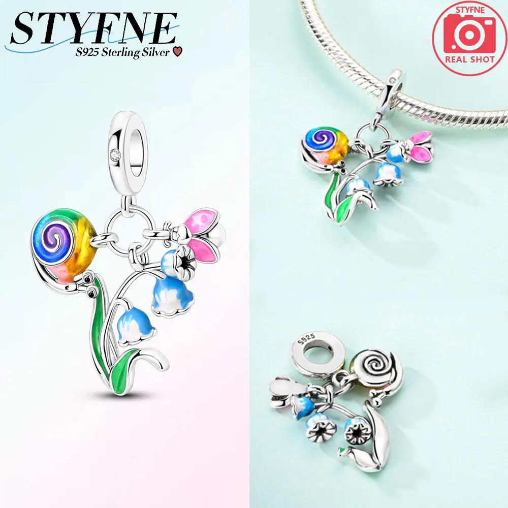 Charm Bead Charms Plata Dreamy Colorful Snail Flower Pendant Bead Charms Compatible With Authentic Bracelets Charm Bead Charms Ideal For Women Jewelle