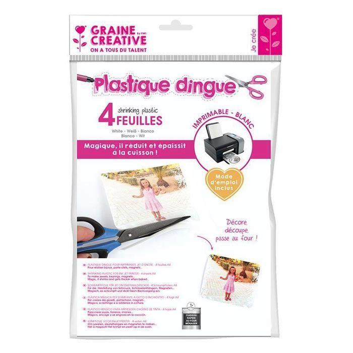 4 feuilles de plastique dingue imprimable A4 - Blanc
