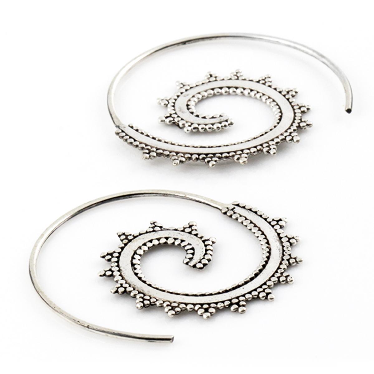 

Les Trésors De Lily [Q7553] - Серебряные серьги ручной работы Клеопатра состаренное серебро (улитка) - 30 мм