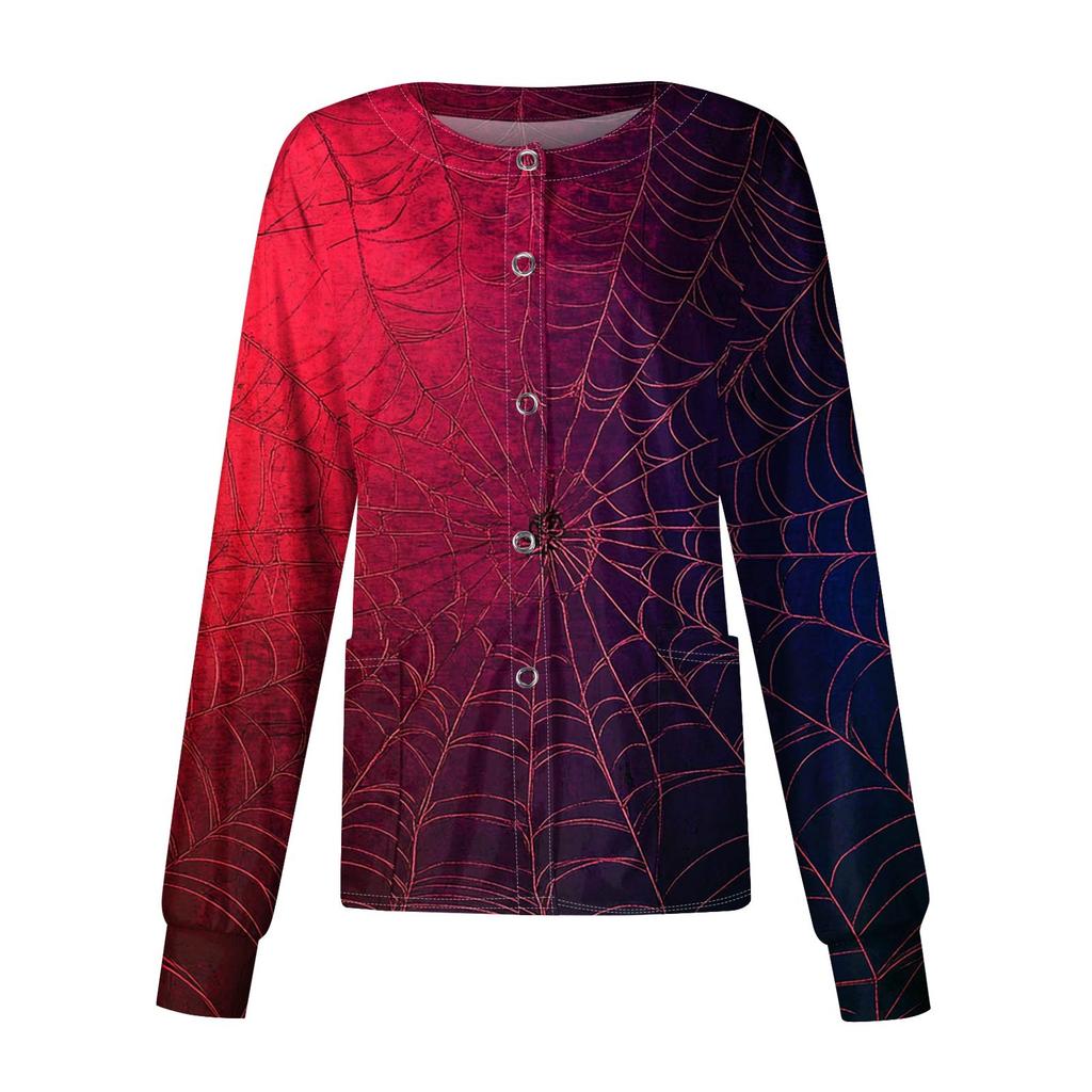Dámské ležérní oblečení s dlouhým rukávem, jednořadové halloweenské oblečení s potiskem Cardigan Top oblečení Uniformy