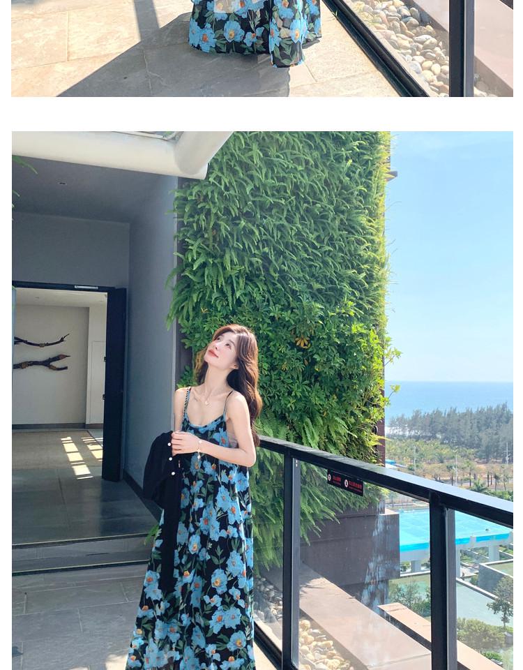 French Blue Floral Strappy Maxi Dress - Summer 2026 Women's Unique Design