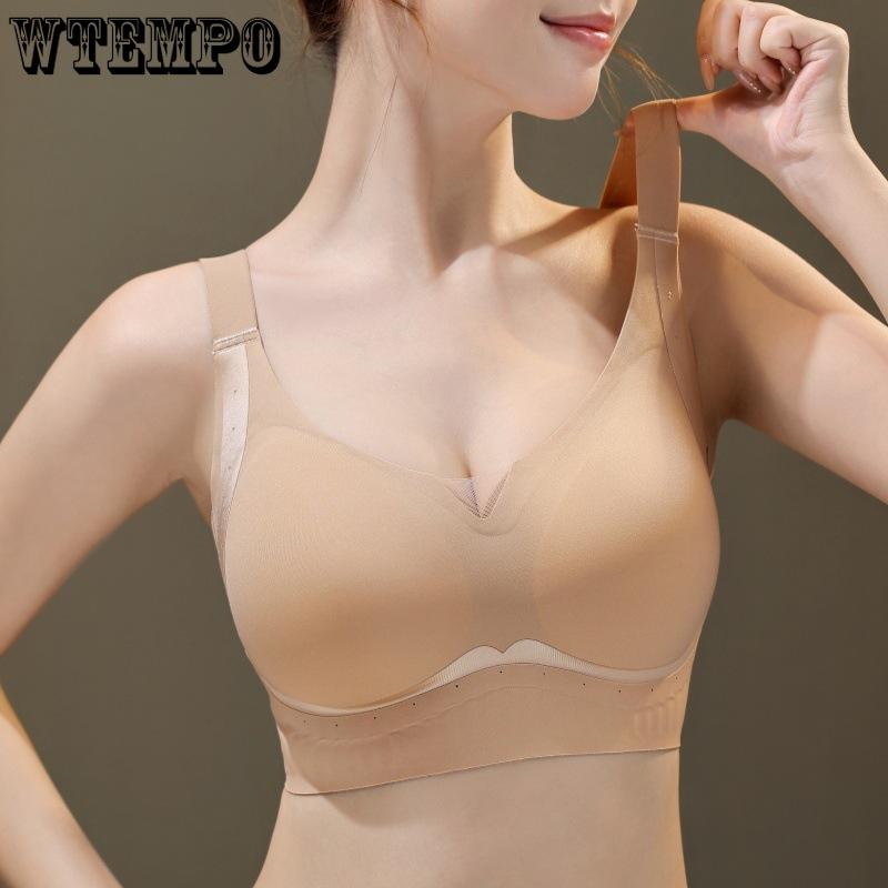 Underwear Summer Thin Women's Gathering Bra Top Support Anti Sagging Non Marking Bra Smooth Noodles Breathable Bra