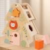 Montessori Wooden Toys Shape Pairing Tree House Shape Animal Cognitive Busy Box Toys for Kids Early Learning Sensory Toy