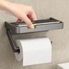 Aluminum Toilet Paper Holder Bathroom Tissue Hanger Punch Free Wall Mounted Phone Holder  Storage Shelf Toilet Paper Roll Rack