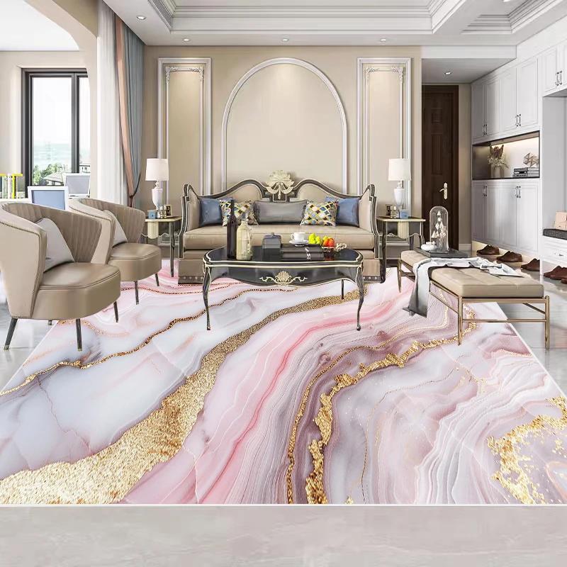 Moderne Zuhause Rosa Teppiche Wohnzimmer Dekoration Marmorteppich Leichter Luxus Sofabereich Fußmatte Schlafzimmer Bettseite Ankleidezimmer Weicher Teppich