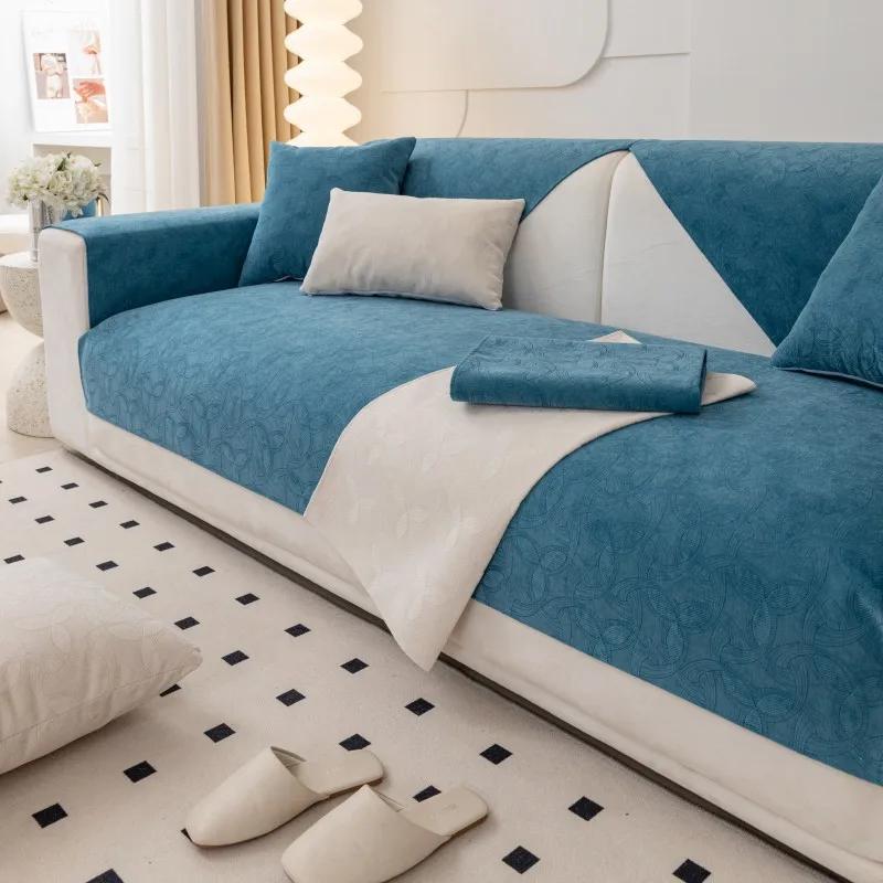 

Нескользящий чехол для дивана с защитой от царапин от кошек Современный простой чехол для дивана Ткань Полотенце Узор Подушка для дивана Четыре сезона Универсальный 70X70