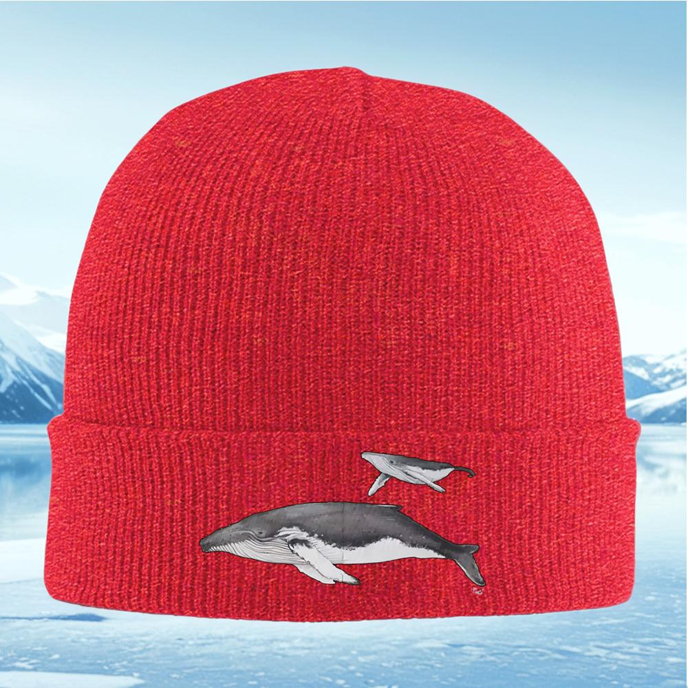 Whales silhouette art design swimming Men Women Unisex Knitted Hat Beanie Pullover Cap Winter Thermal Warm Christmas Outdoor Cyc