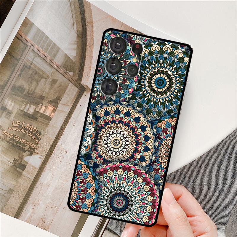 Coque de téléphone Mandala Floral à Fleurs Pour Samsung Galaxy S24 Ultra S9 S10 S20 S22 S21 Plus S23 FE S25 Ultra Protection Complète