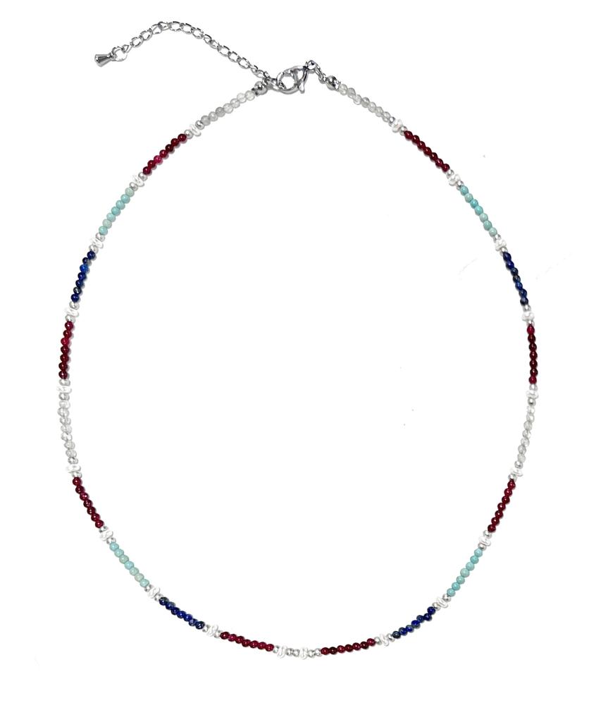 Ssy Red Bean Mint India Stone Glass Bead Necklace