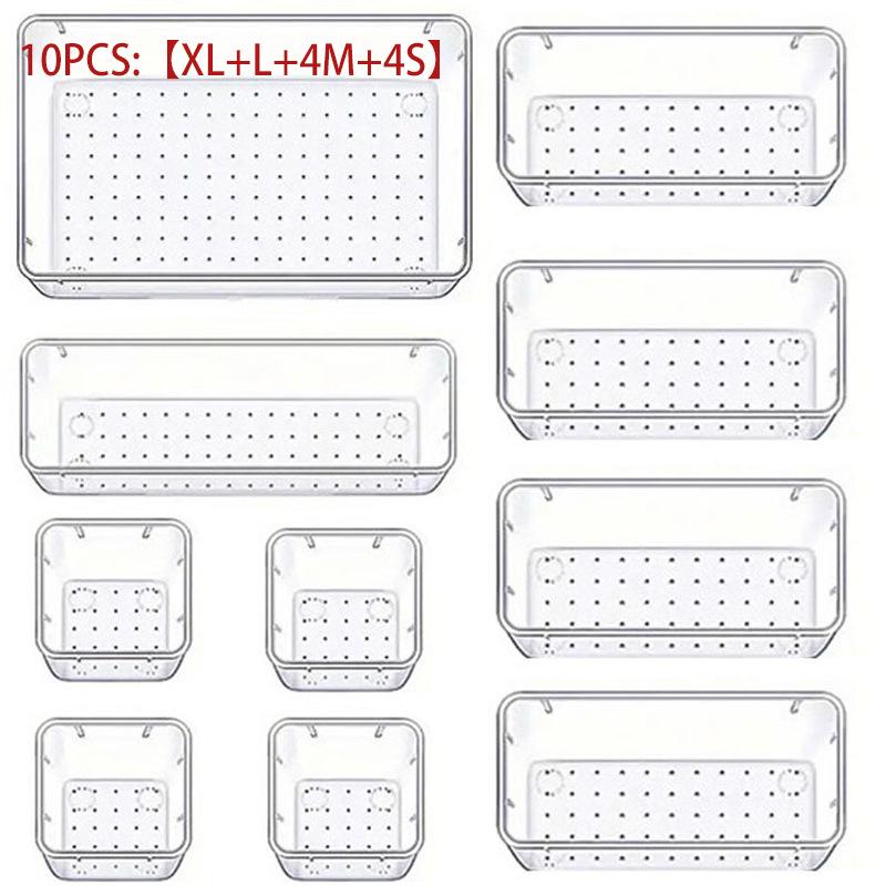 Transparent Desktop Organizer: Built-in Drawer Storage for Stationery and Cosmetics.